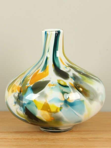 Vase Glas, blau/grün/gelb 25 cm - Gartendekomarkt