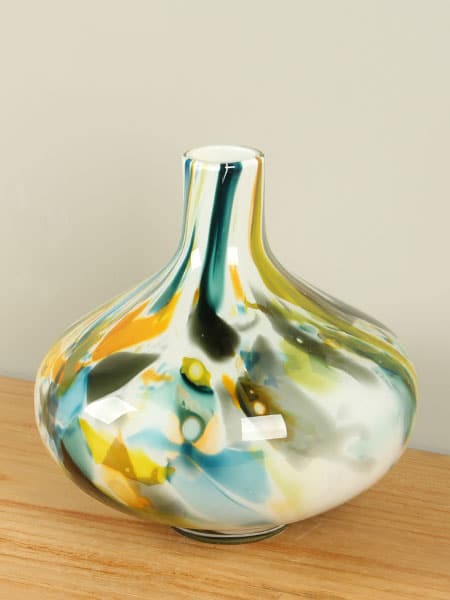 Vase Glas, blau/grün/gelb cm 25 Gartendekomarkt 