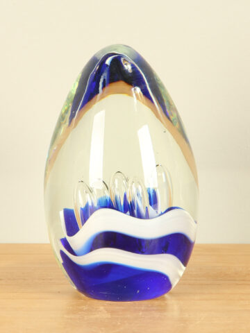 Presse papier Glas blau/weiß 13 cm