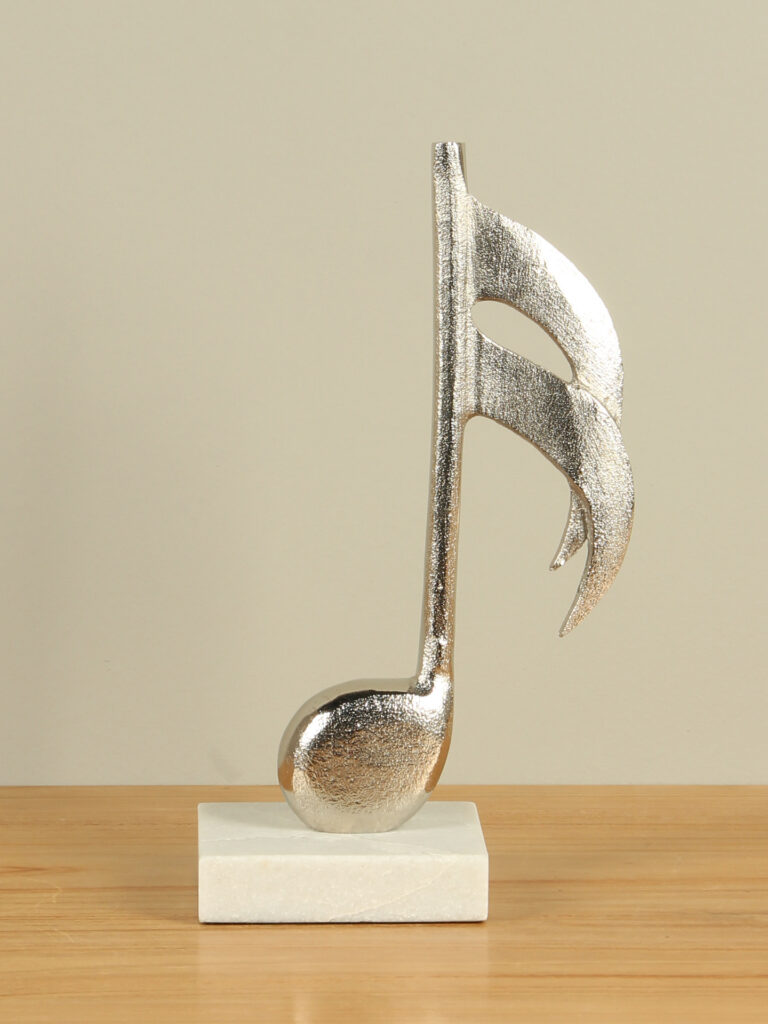 Aluminium Musiknote aus Marmor Fuß, 27 cm