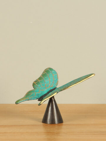 Bronzeskulptur Schmetterling grün, 8 cm verwendet als Urne
