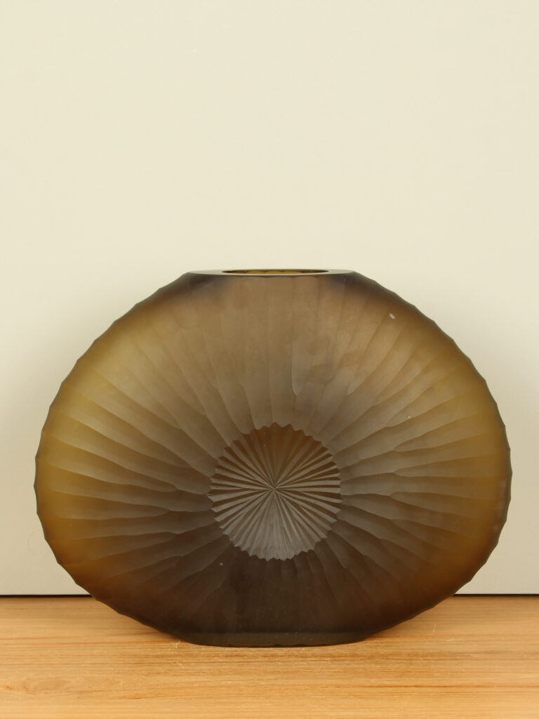 Vase Glas braun, mattiert und geschliffen, 32 cm