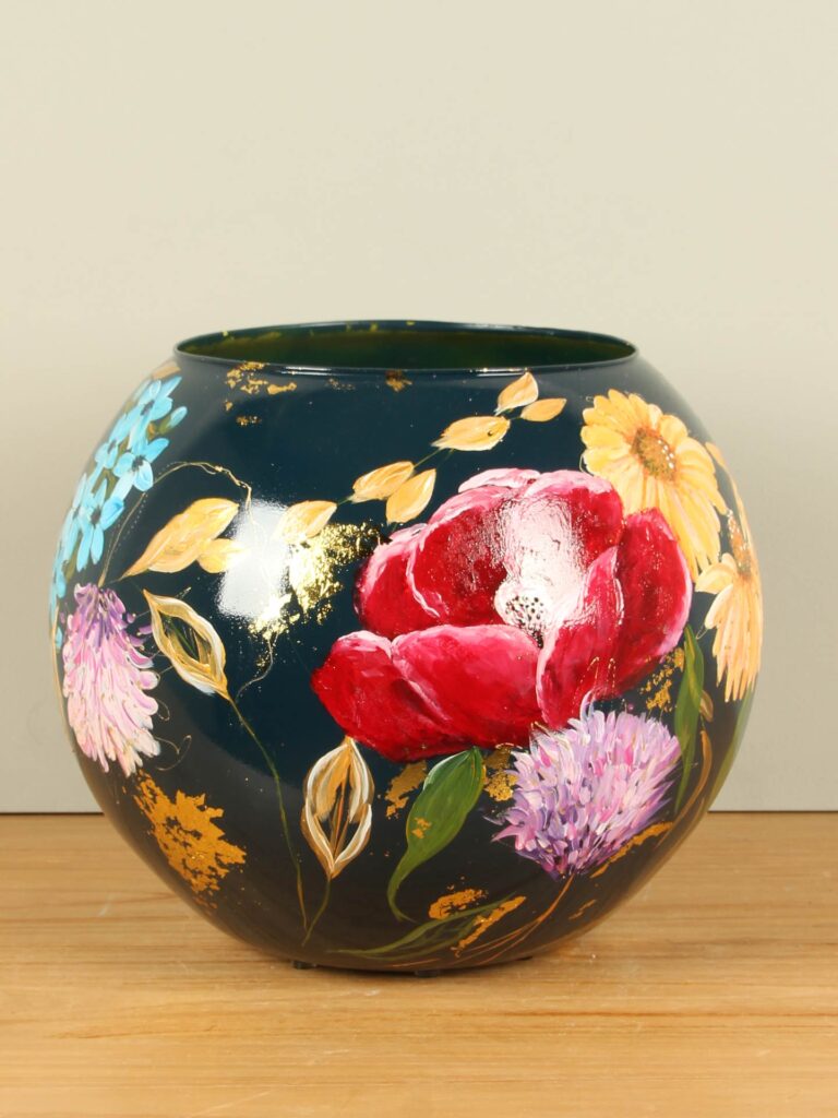 Einzigartige handbemalte Vase, farbig, 30 cm
