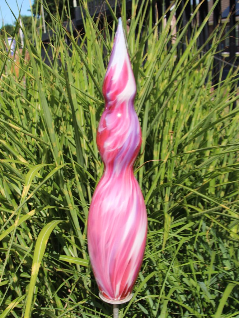 Gartenstecker aus Glas Saturn, Rosa 463
