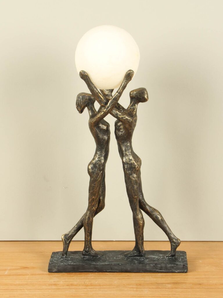 Figur Bronze-look Verlicht verbonden mit Beleuchtung, 46 cm