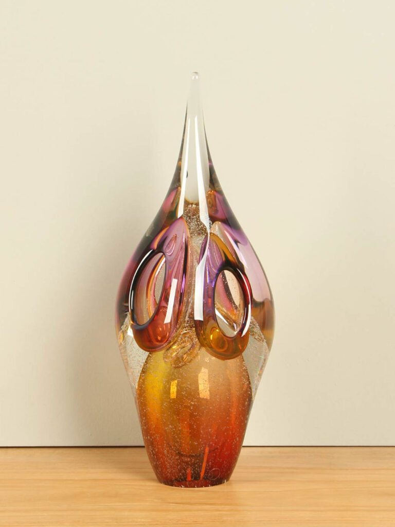 Obelisk braun/pink/gelb, 30 cm.