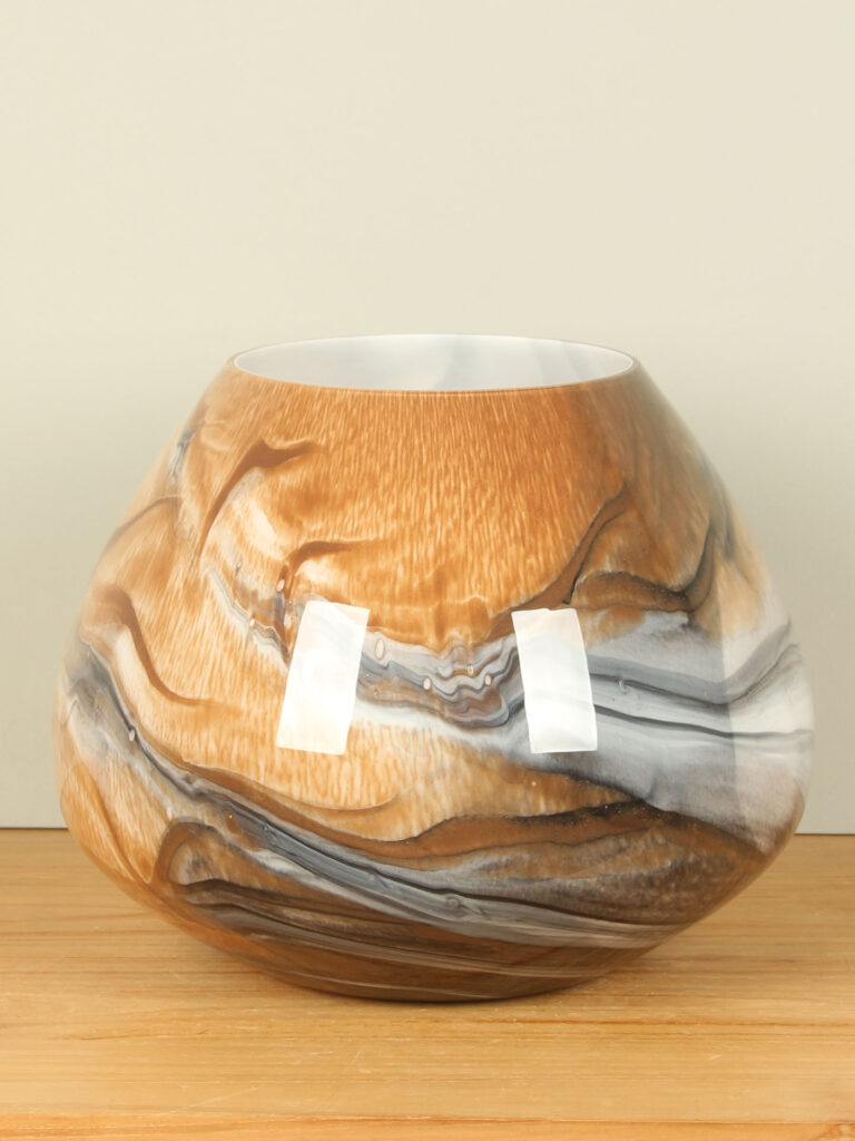 Vase Glas braun/weiß/schwarz, 30 cm