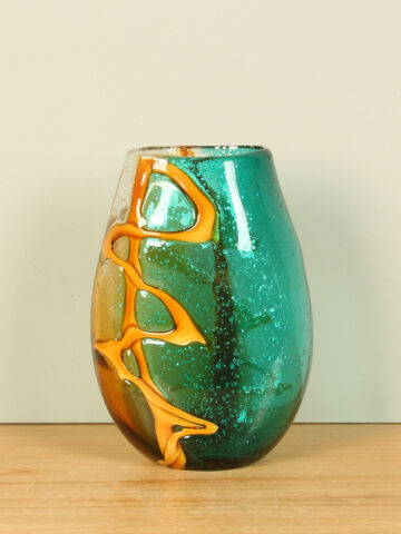 Vase Glas Ocker/aqua, 26 cm