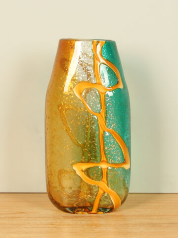 Vase Glas Ocker/aqua, 32 cm
