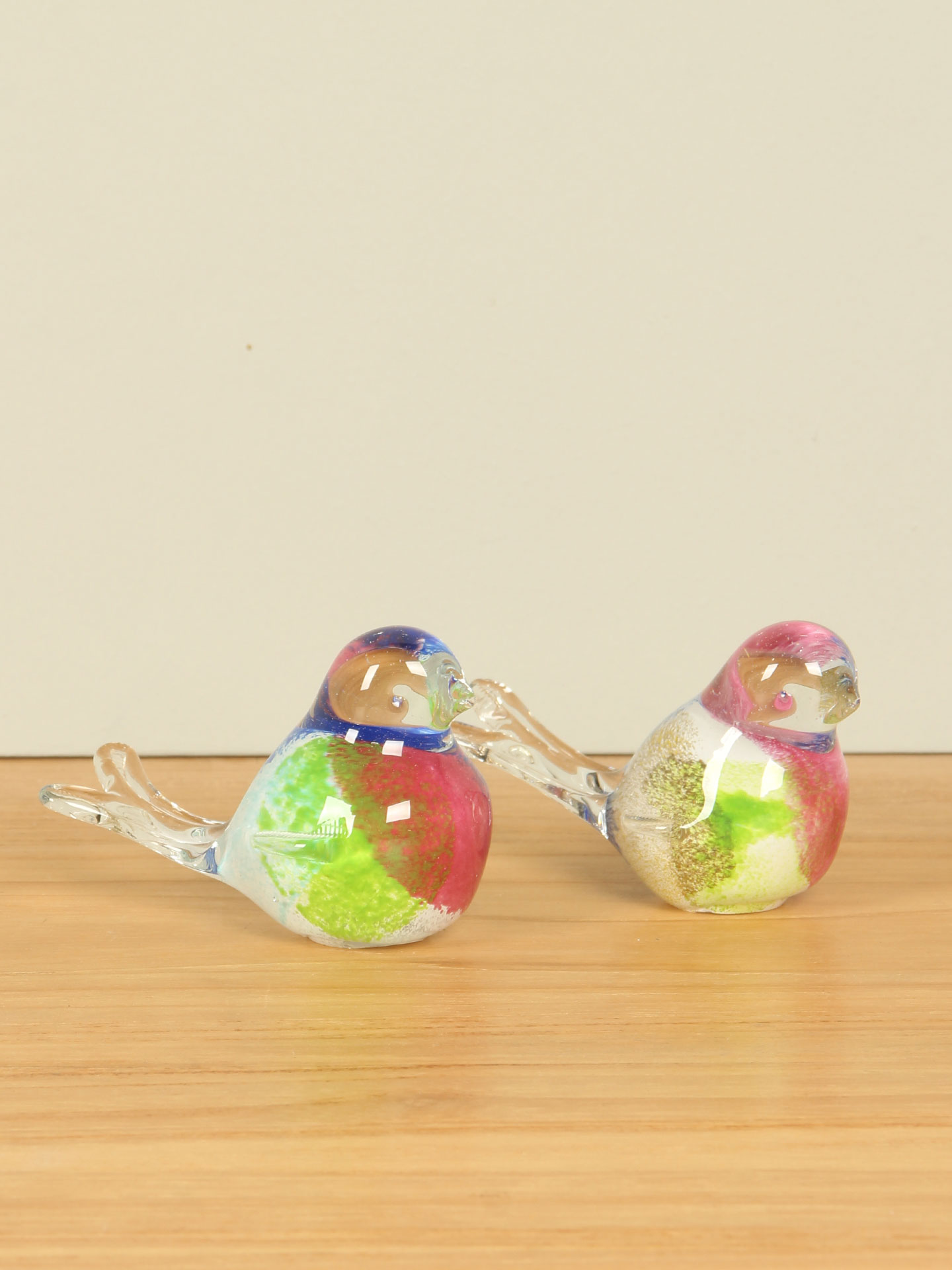 Set mit 2 Glasvögel Pastellfarbe