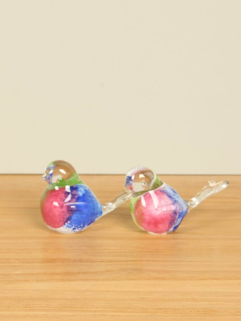 Set mit 2 Glasvögel Pastellfarbe