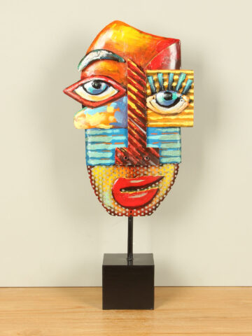 Maske aus Metall, farbenfroh, 65 cm