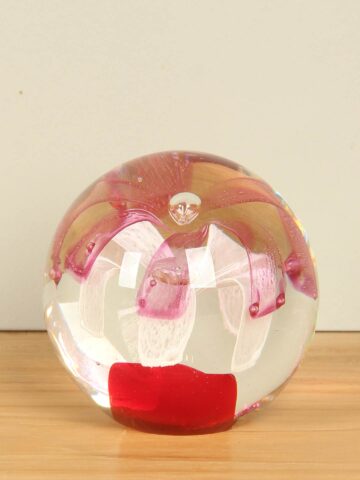 Presse papier Glas Blume rot/rosa/weiß Ø10 cm