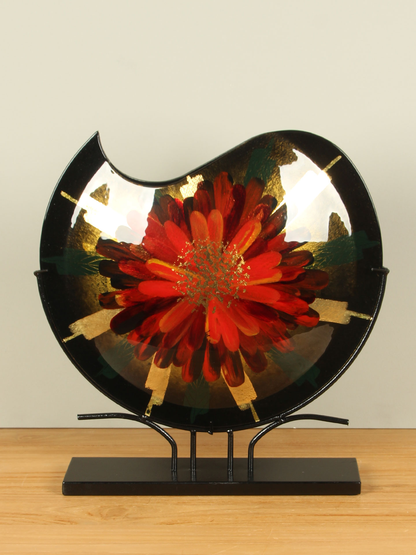 Vase Glas Blume auf Fuß, 47 cm