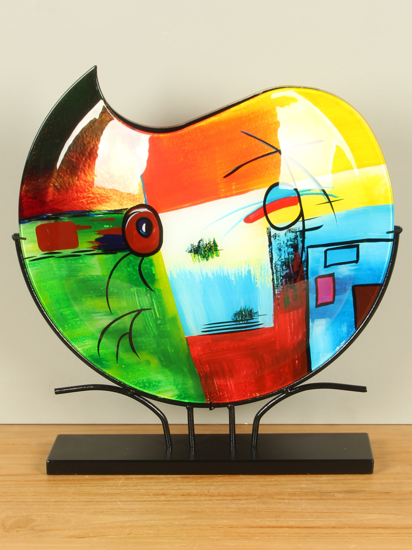 Vase Glas Primärfarben auf Fuß, 48 cm