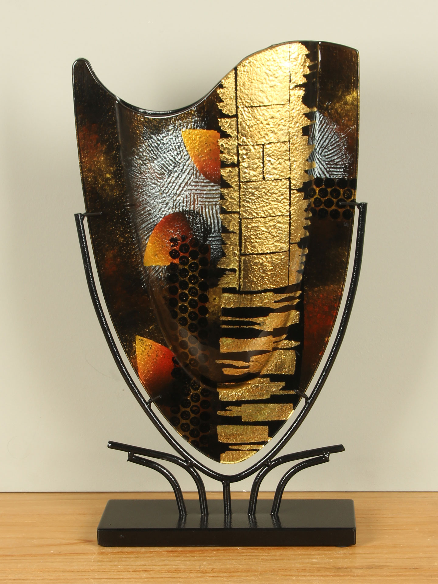 Vase Glas Gold auf Fuß, 50 cm