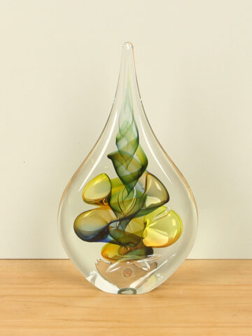 Glasskulptur blau/grün/gelb