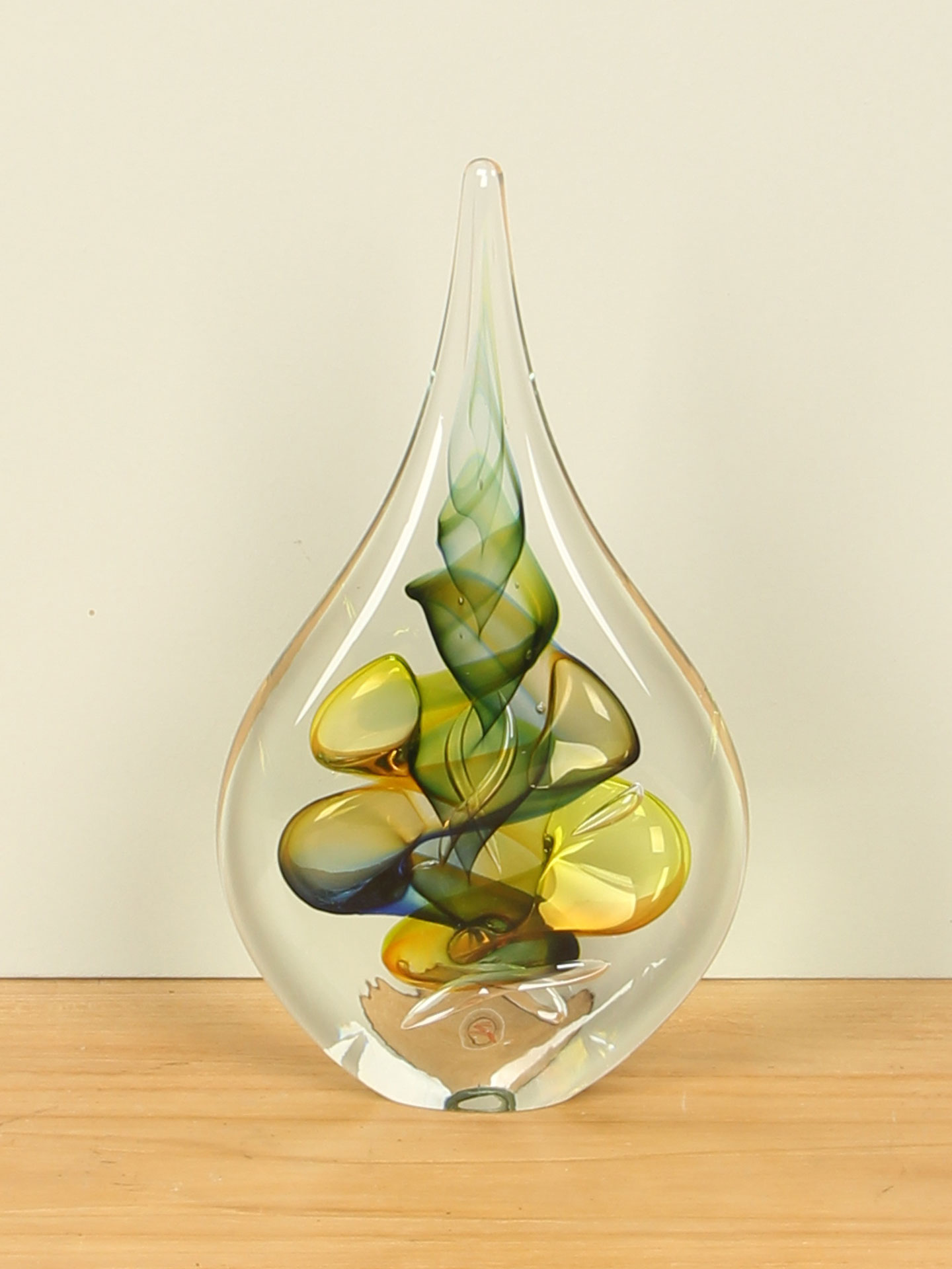 Glasskulptur blau/grün/gelb