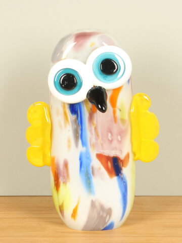 Dekoration Eule aus Glas farbig, 28 cm