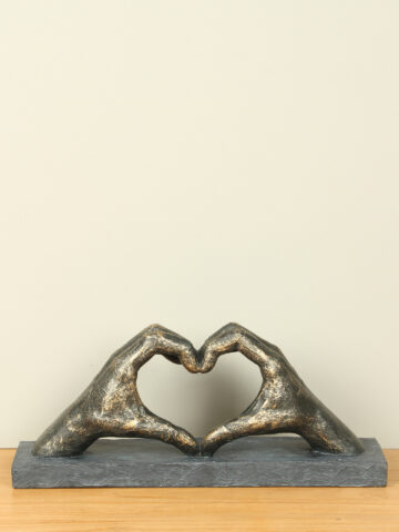 Skulptur in Bronzeoptik Herz aus Händen, 16 cm