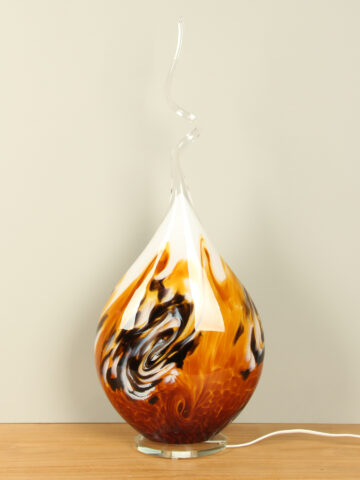 Glasdeko Lampe mit Beleuchtung braun/ocker