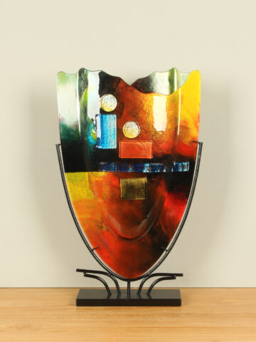 Vase Glas Desert auf Fuß, 49 cm