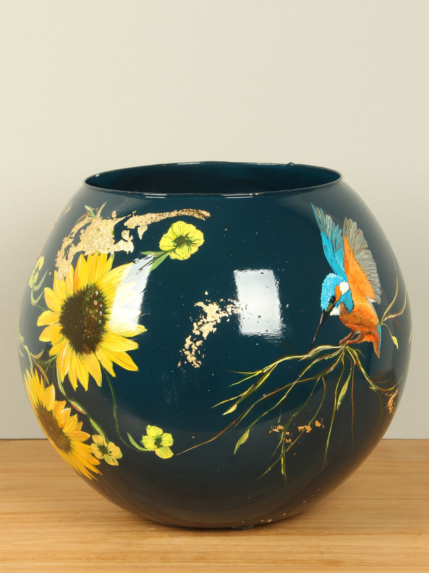 Einzigartige handbemalte Vase, farbig, 30 cm