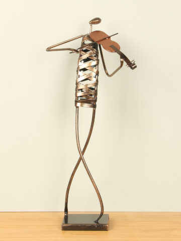 Metallskulptur Musiker Geige, 64 cm