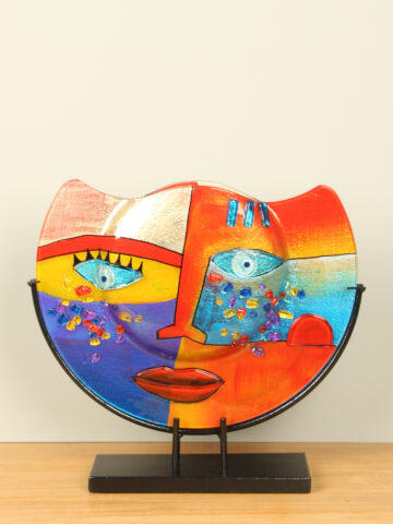 Glasvase Gesicht auf Fuß, 36 cm