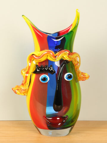 Glasvase Gesicht, farbig, 37 cm